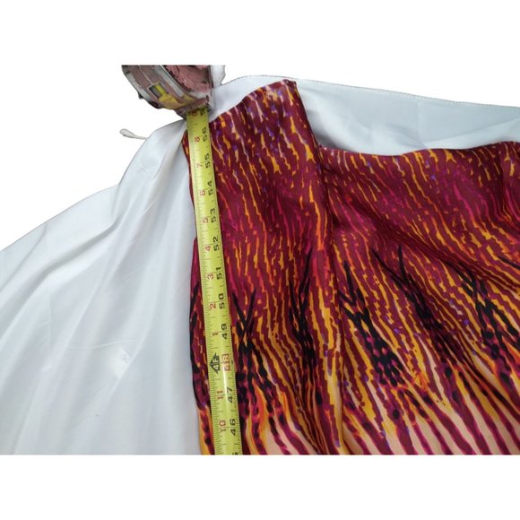 Bisou Bisou One shoulder boho tie dye style maxi flow lined dress w/belt US 8 - Picture 10 of 15